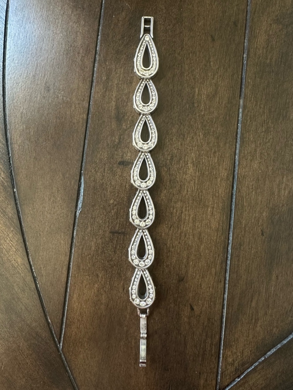 Silver Teardrop Crystal Link Bracelet - Vintage Brighton